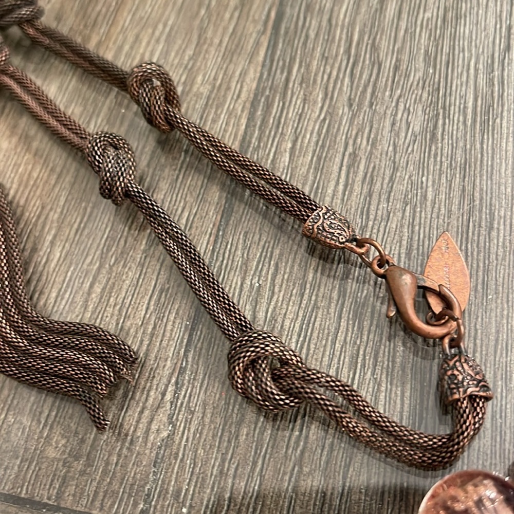 Coldwater Creek Copper Colored Murano Glass Beads & Antique Copper Chain - Picture 7 of 16